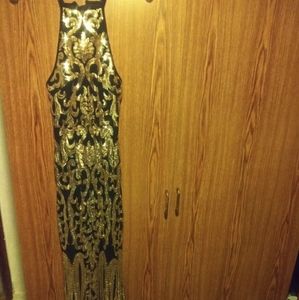 Gold and black gown